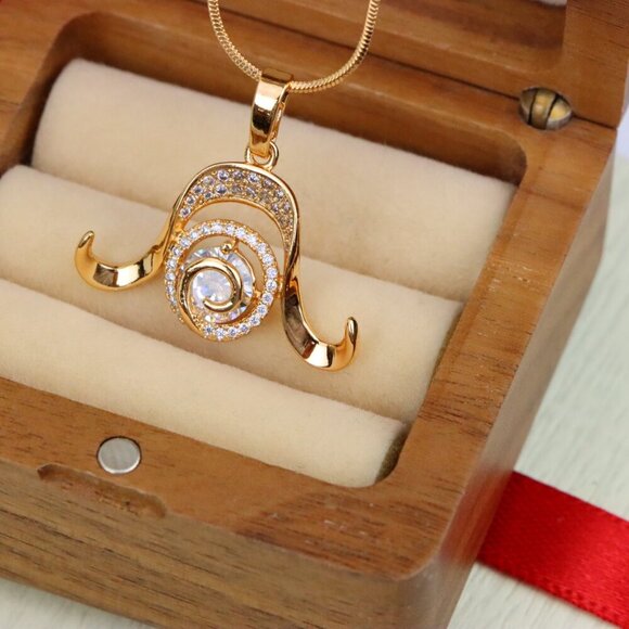 "Rose Gold Taurus Zodiac Pendant with Sparkling CZ and Curved Horns, XPPT1544 - Picture 9 of 12